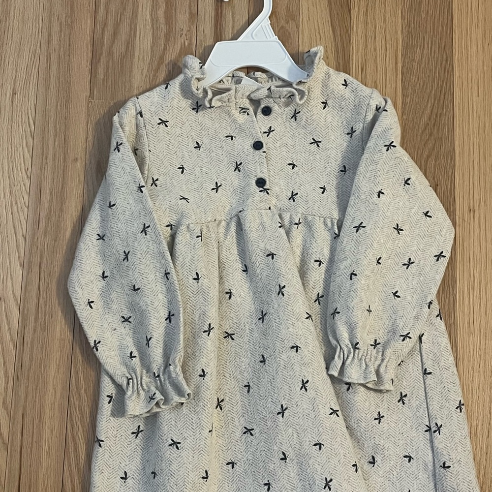 Zara Cream and Black Patterned Dress